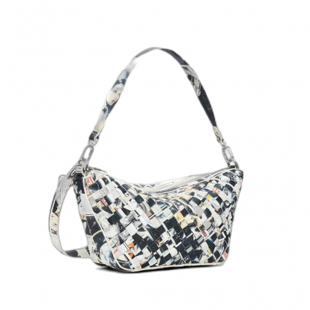 Geanta mica de dama crossbody, Desigual, seria Foxtrot Intrecciato, Multicolor