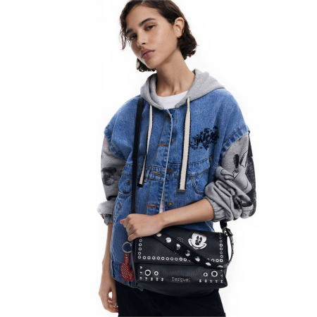 Geanta mica de dama crossbody, Desigual, seria Mickey Rock Venecia, Negru