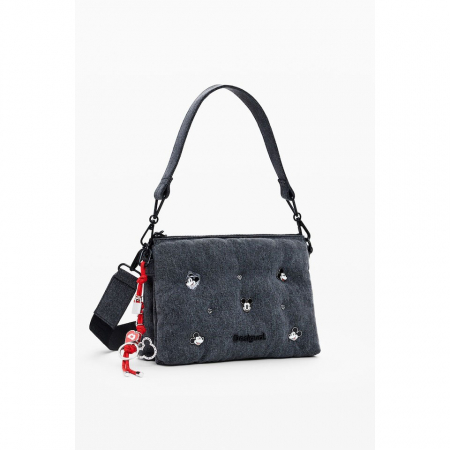 Geanta mica de dama crossbody, Desigual, seria Mickey Studs Dortmund, Gri