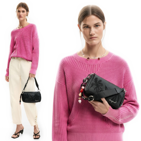 Geanta mica de dama crossbody, Desigual, seria Mirenis Maron Mini, Negru [4]