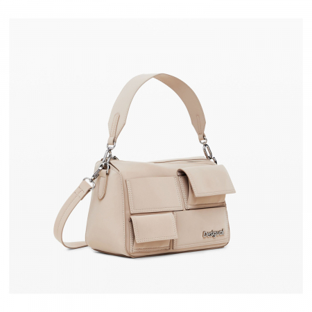 Geanta mica de dama crossbody, Desigual, seria Pocket Face Phuket Mini, Crem [6]