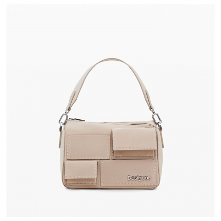 Geanta mica de dama crossbody, Desigual, seria Pocket Face Phuket Mini, Crem [4]