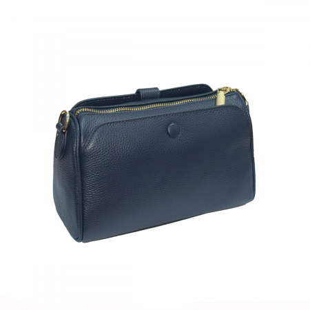 Genti de zi - Geanta mica de dama crossbody, piele naturala, Alya, Bleumarin
