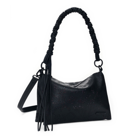 Geanta mica de dama, de mana si umar, crossbody, Desigual, Butterfly Dortmund, Negru