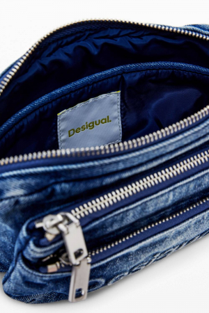 Geanta mica de dama, de mana si umar, Desigual, seria Half Logo Denim Julia , Albastru [4]