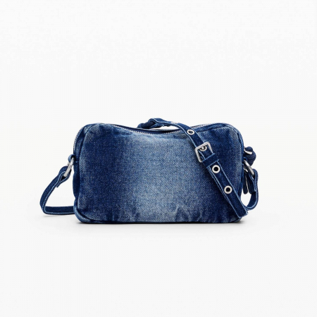Geanta mica de dama, de mana si umar, Desigual, seria Half Logo Denim Julia , Albastru [6]