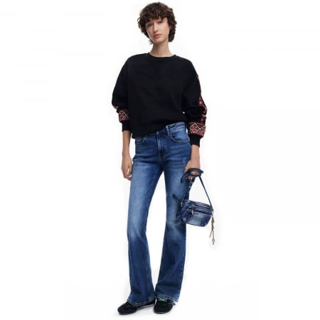 Geanta mica de dama, de mana si umar, Desigual, seria Half Logo Denim Julia , Albastru [1]