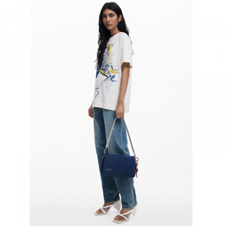 Geanta mica de dama, de mana si umar, Desigual, seria Sierra Naron Medium Flap, Albastru [5]