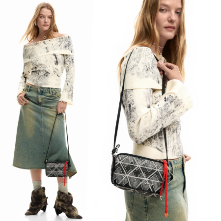 Geanta mica de dama, Desigual, Denim Zigzag, Gri [4]