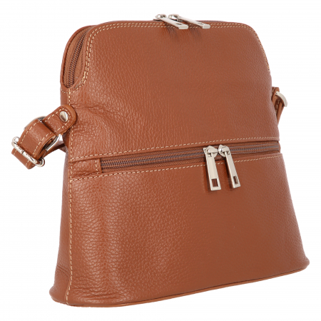Dama - Geanta dama din piele naturala, model 239, de umar si crossbody, Maro coniac