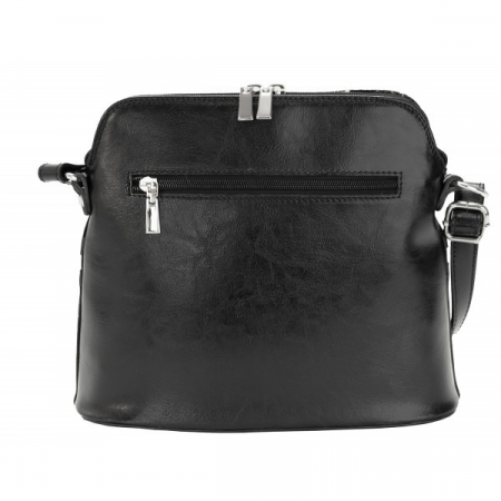 Geanta dama din piele naturala, model 239, de umar si crossbody, Negru cu flori [3]