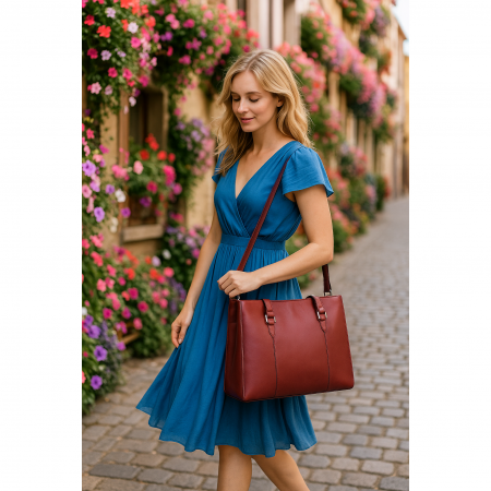 Genti de zi - Geanta mica de dama din piele naturala, model 258, Bordo