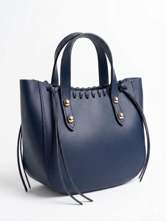 Geanta mica de mana si umar Massimo Castelli, piele naturala, Bleumarin [1]