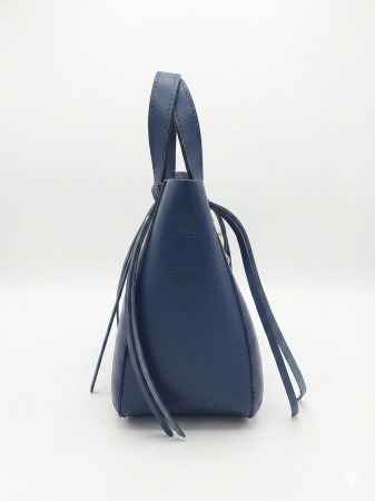 Geanta mica de mana si umar Massimo Castelli, piele naturala, Bleumarin [4]