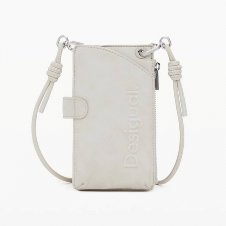 Geanta mica pentru telefon, Desigual, seria Half logo Milton Piedra, Crem [2]