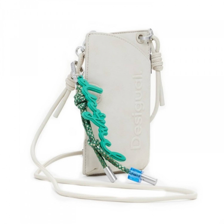 Genti telefon - Geanta mica pentru telefon, Desigual, seria Half logo Milton Piedra, Crem