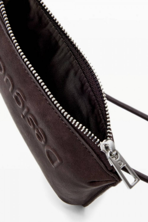 Geanta mica pentru telefon, Desigual, seria Half logo Milton Piedra, Maro inchis [3]