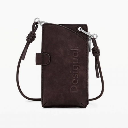 Geanta mica pentru telefon, Desigual, seria Half logo Milton Piedra, Maro inchis [2]
