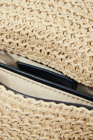 Geanta mica pentru telefon, Desigual, seria Half Logo Raffia Venecia, Bej [5]