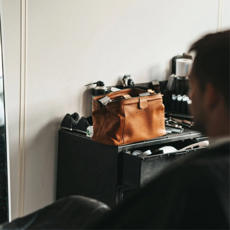 Geanta pentru cosmetice The Chesterfield Brand, din piele naturala, Vince, Maro coniac