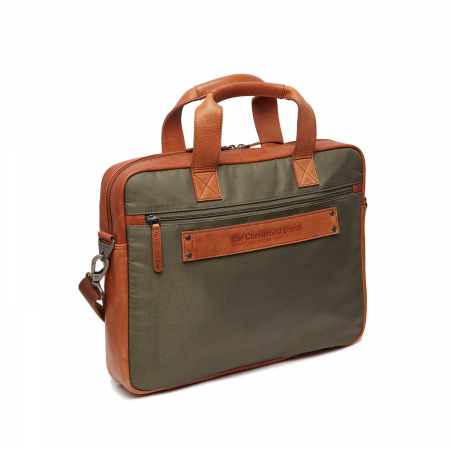 Geanta pentru laptop de 15 inch, din piele naturala si nylon, The Chesterfield Brand, Narvik, Verde olive [5]
