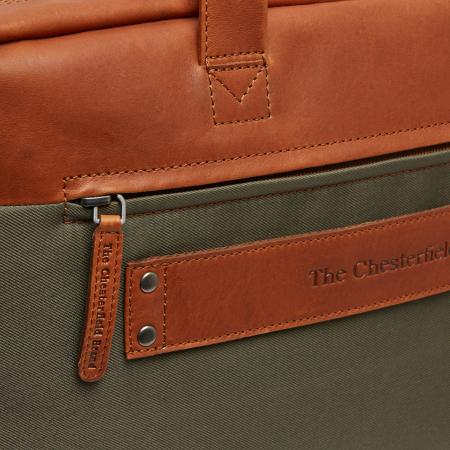 Geanta pentru laptop de 17 inch, din piele naturala si nylon, The Chesterfield Brand, Nivano, Verde olive [1]