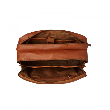 Geanta pentru laptop de 17 inch, din piele naturala si nylon, The Chesterfield Brand, Nivano, Verde olive [4]