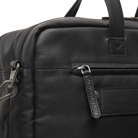 Geanta pentru laptop de 17 inch, din piele naturala si nylon, The Chesterfield Brand, Nivano, Negru [3]