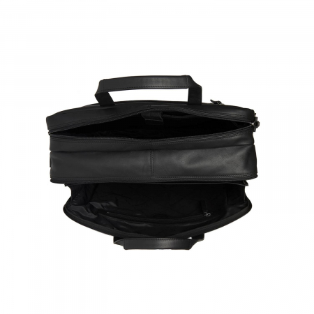 Geanta pentru laptop de 17 inch, din piele naturala si nylon, The Chesterfield Brand, Nivano, Negru [2]