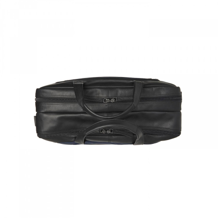 Geanta pentru laptop de 17 inch, din piele naturala si nylon, The Chesterfield Brand, Nivano, Bleumarin [2]