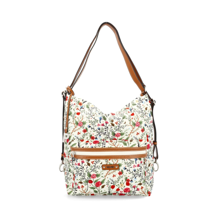 Dama - Geanta/rucsac, de umar, 2 in 1, de dama, din nylon, Sonja, Multicolor (Crem)