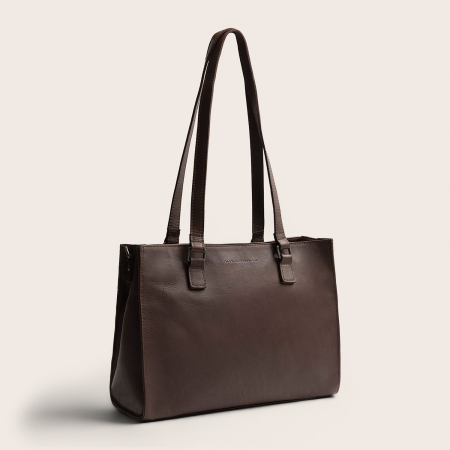 Dama - Geanta shopper din piele naturala, The Chesterfield Brand, Ellsworth, Maro inchis