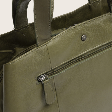 Geanta shopper din piele naturala, The Chesterfield Brand, Nerissa, Verde olive [9]