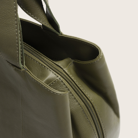Geanta shopper din piele naturala, The Chesterfield Brand, Nerissa, Verde olive [4]
