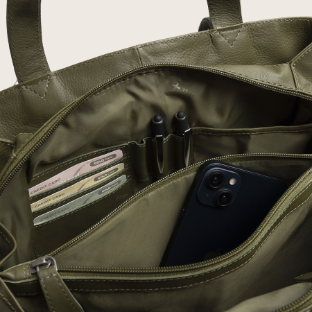 Geanta shopper din piele naturala, The Chesterfield Brand, Nerissa, Verde olive [1]