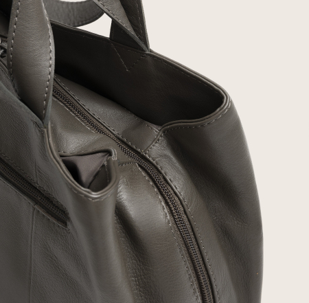 Geanta shopper din piele naturala, The Chesterfield Brand, Nerissa, Gri inchis [4]
