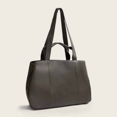 Dama - Geanta shopper din piele naturala, The Chesterfield Brand, Nerissa, Gri inchis