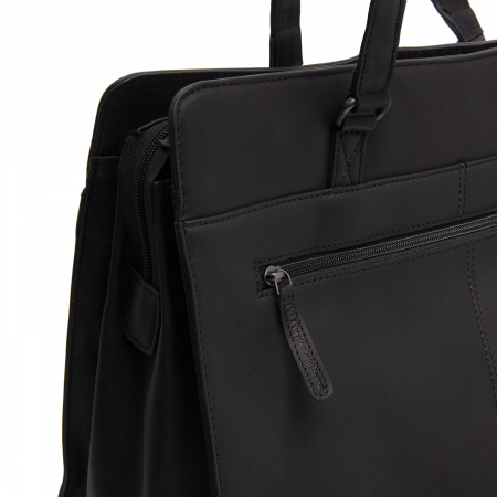 Geanta shopper mare, din piele naturala, The Chesterfield Brand, Fidenza, Negru [4]