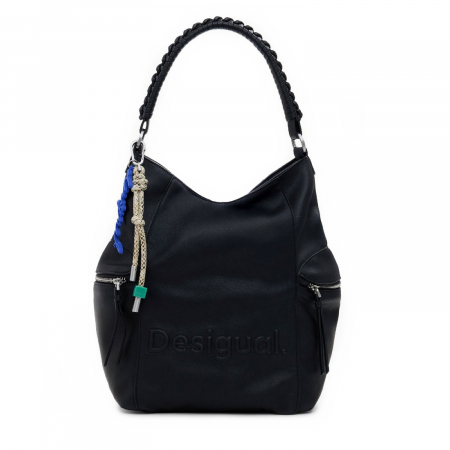 Geanta si rucsac, 2 in 1, de dama, de mana si umar, Desigual, seria Half Logo Arica, Negru [3]
