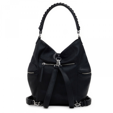 Geanta si rucsac, 2 in 1, de dama, de mana si umar, Desigual, seria Half Logo Arica, Negru [7]