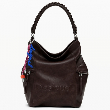 Geanta si rucsac, 2 in 1, de dama, de mana si umar, Desigual, seria Half Logo Arica, Maro ciocolata [7]