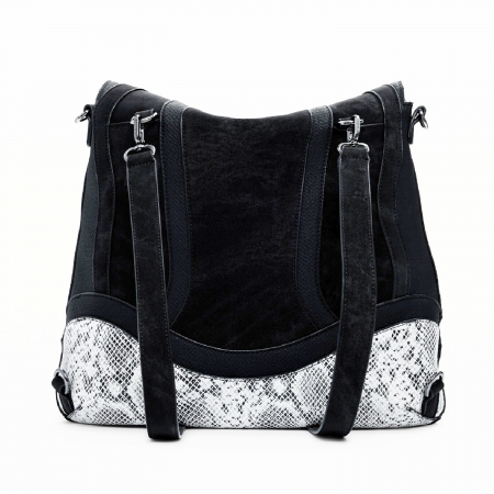 Geanta si rucsac, 2 in 1, de dama, de mana si umar, Desigual, seria Snake Patch Jersey, Negru [8]