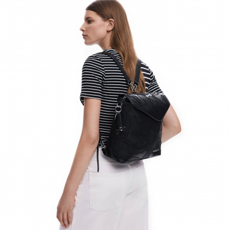 Geanta si rucsac de dama, Desigual, seria Jolie Jersey, Negru
