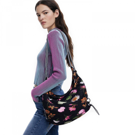 Geanta si rucsac de dama, Desigual, seria Orelia Print Almada, Negru