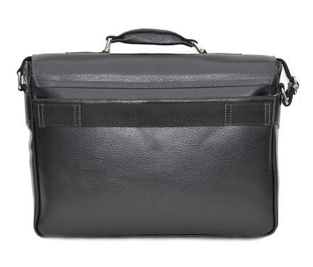 Geanta tip servieta pentru laptop de 14 inch, din piele naturala moale, model 41, Negru mat [2]