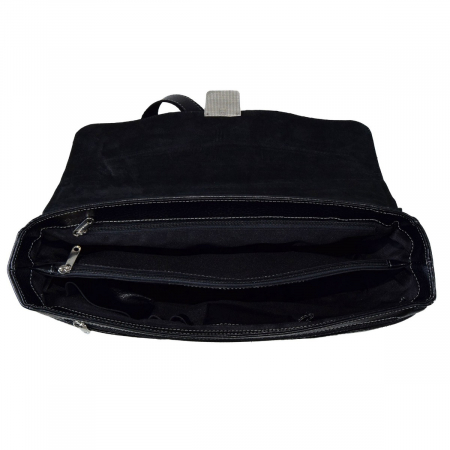 Geanta tip servieta pentru laptop de 14 inch, din piele naturala moale, model 41, Negru mat [5]