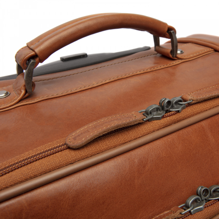 Geanta troler din piele naturala, The Chesterfield Brand, cu compartiment pentru laptop 17 inch, New York, Maro coniac [8]