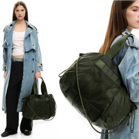 Geanta versatila, de voiaj / cumparaturi, de mana si umar, Desigual, City Roamer, Verde Army [3]