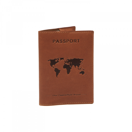 Accesorii - Coperta Husa pasaport, carnet sau brevet, din piele naturala, The Chesterfield Brand, Maro coniac