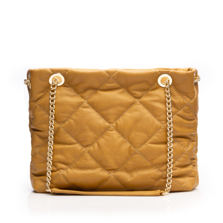 Geanta de umar, piele naturala model matlasat, Galben mustar [2]